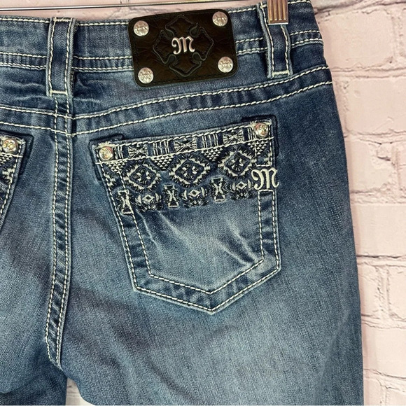 Miss me signature jeans cuffed skinny embroidered cuff sz 30 western boho - Picture 11 of 11